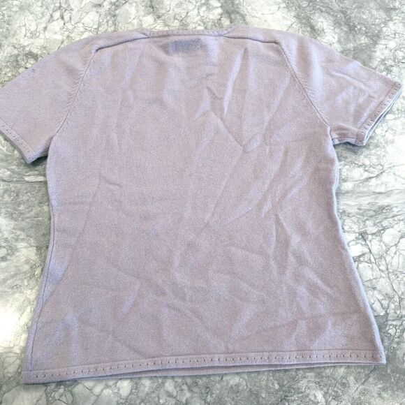 CLASSIQUES ENTIER CASHMERE LILAC SHORT SLEEVE PULLOVER SWEATER SIZE SMALL - Picture 2 of 3